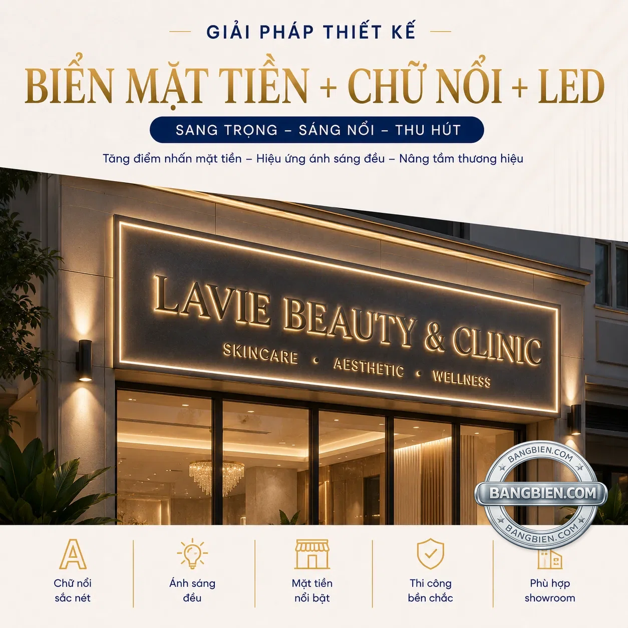 Biển mặt tiền chữ nổi LED