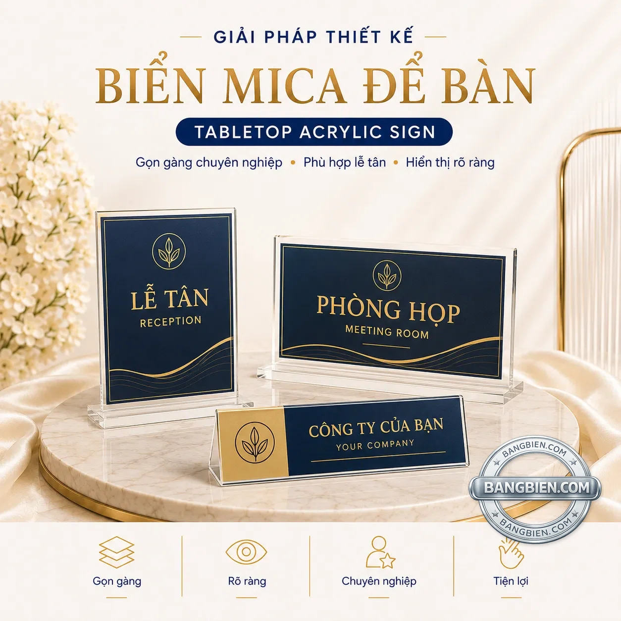 Biển mica để bàn