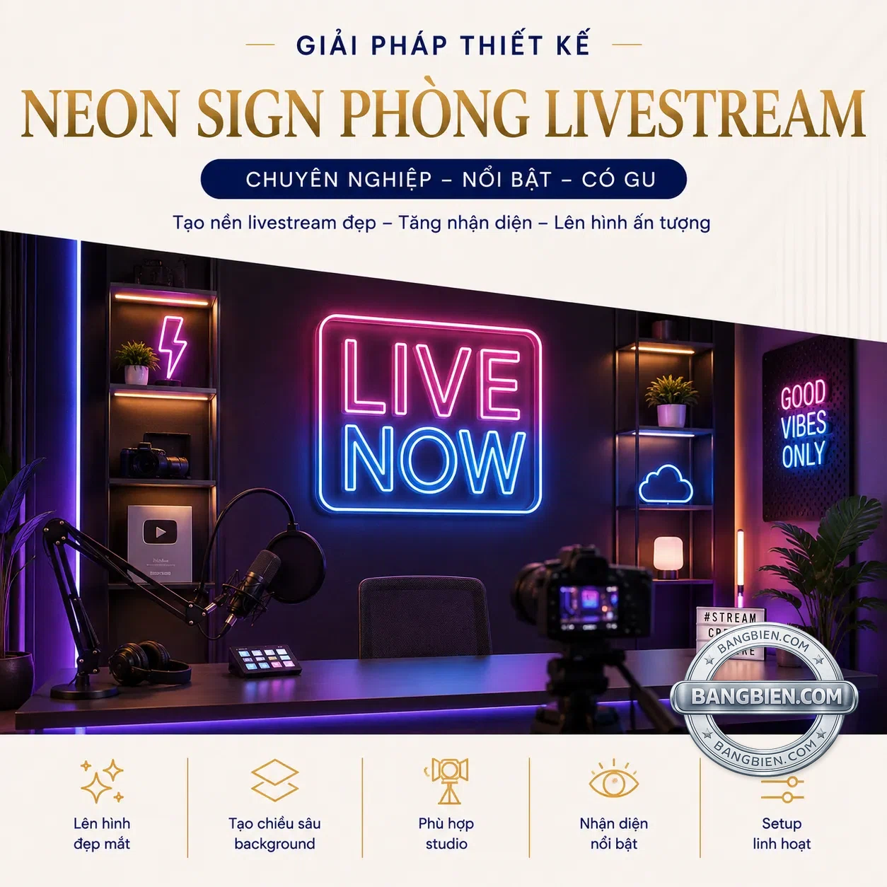 Neon sign phòng livestream