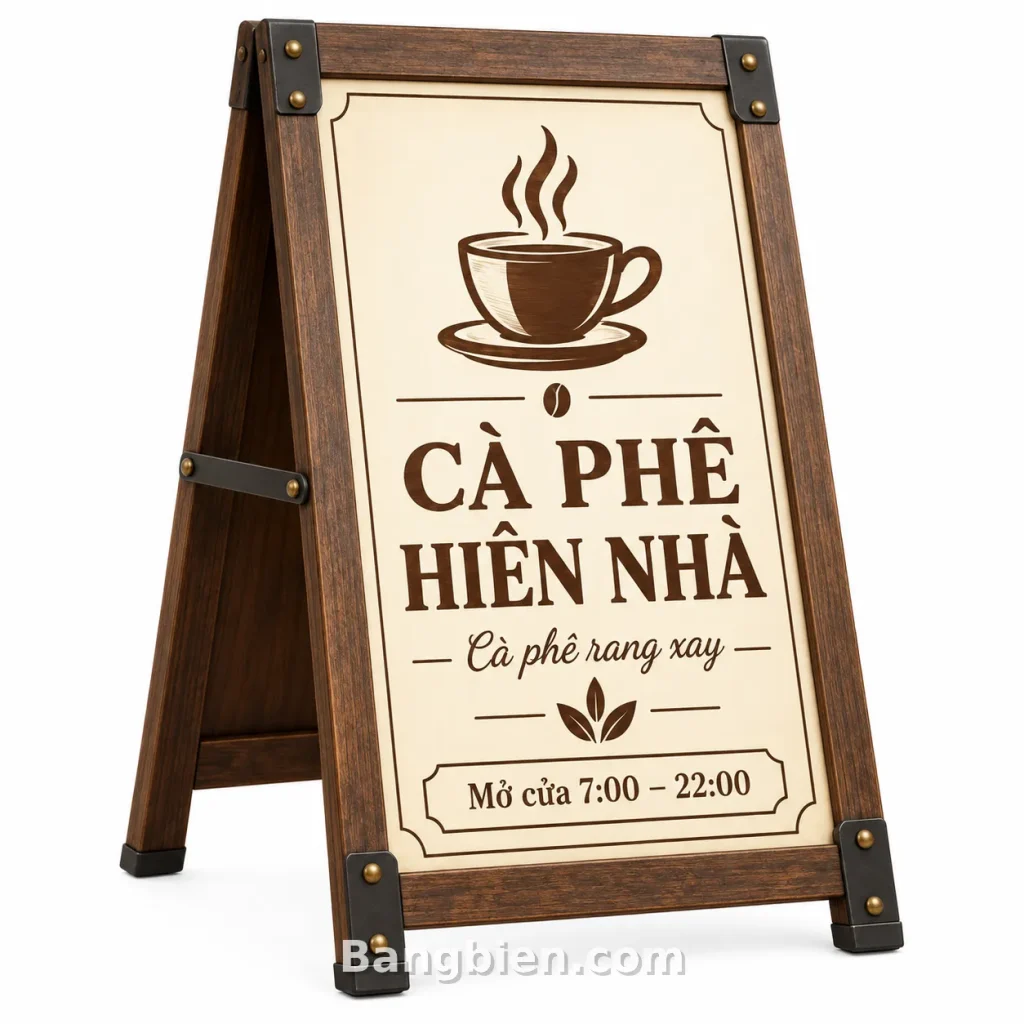Bảng Hiệu Cà Phê Gỗ Phong Cách Vintage: cách chọn dạng bảng phù hợp
