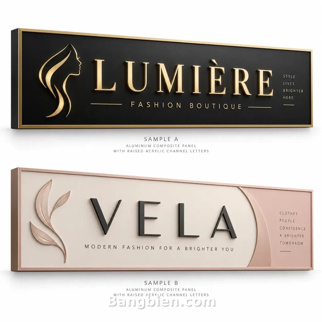 Mẫu Biển Hiệu Thời Trang Sang Trọng: dễ đọc, dễ dùng trong thực tế