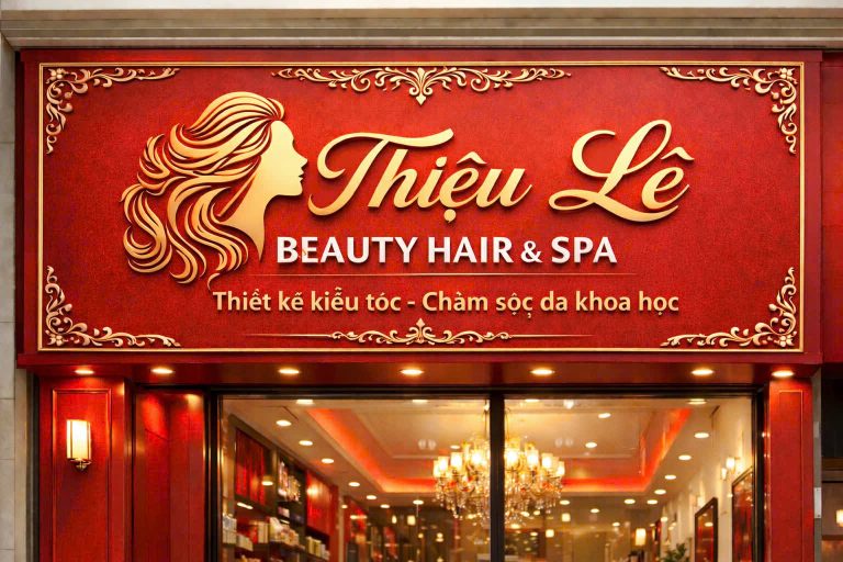 BQC015- Biển spa Thiệu Lê đỏ ánh vàng
