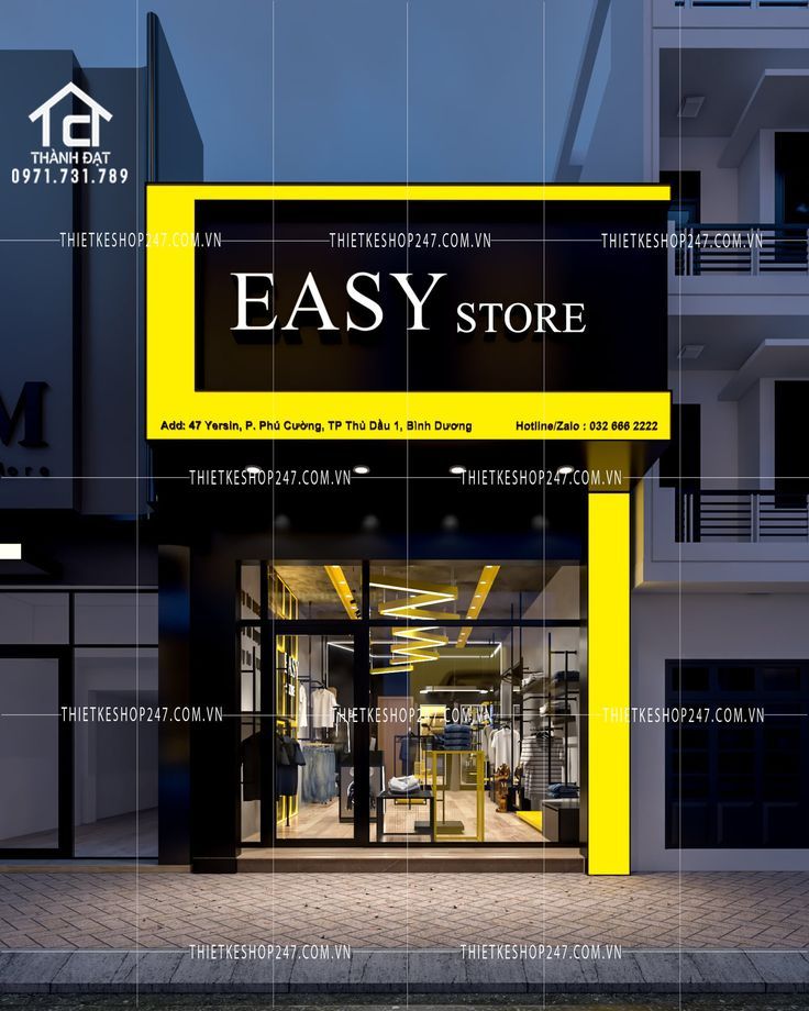 BQC039- Biển Easy Store khung vàng đen