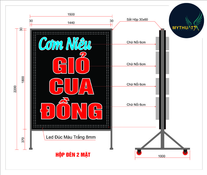 BQC042- Bản vẽ bảng đứng cơm niêu