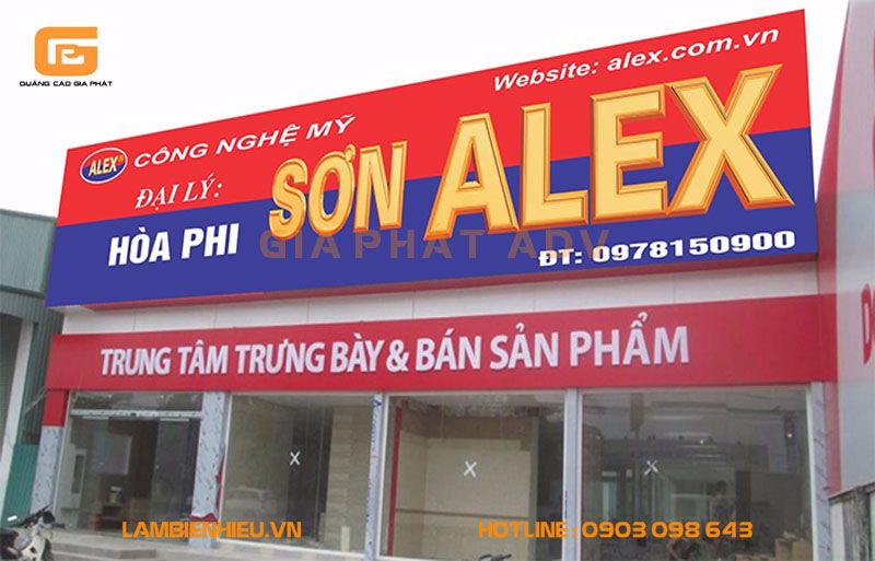BQC066- Biển cửa hàng sơn Alex đỏ vàng
