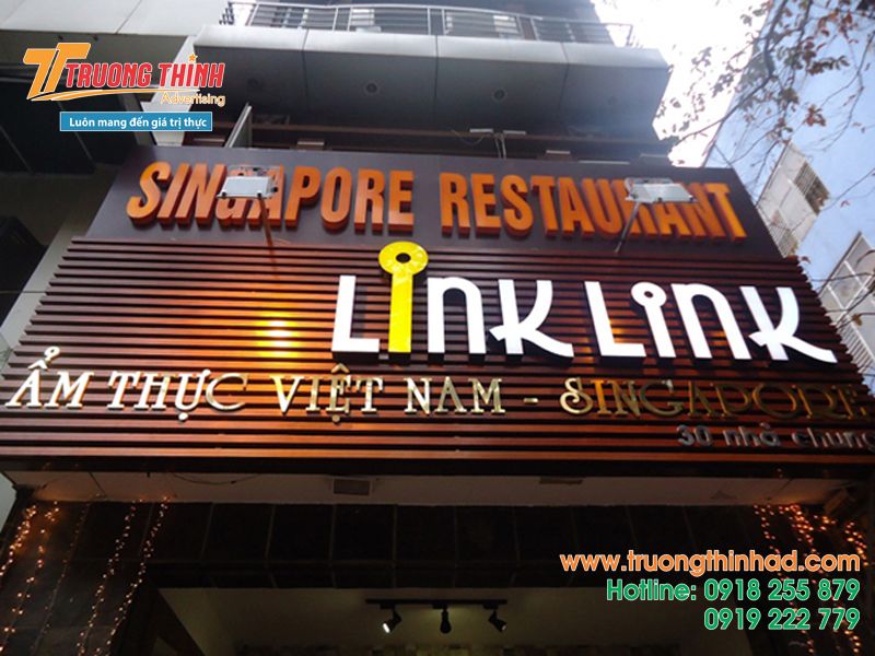 BQC101- Biển nhà hàng Singapore ánh đèn