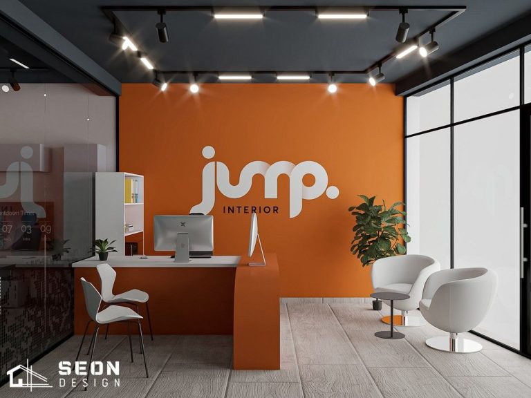 BQC110- Biển Jump Interior màu cam trong sảnh