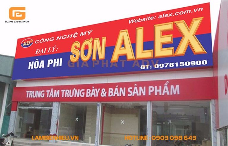 BQC127- Biển hiệu đại lý sơn Alex màu đỏ