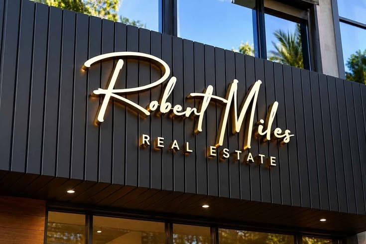 BQC134- Biển hiệu Robert Miles chữ vàng