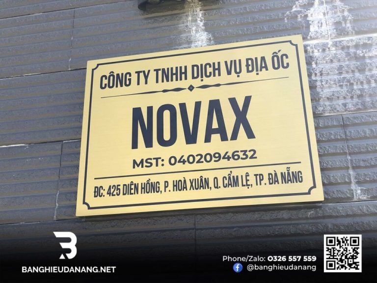 BQC143- Bảng tên công ty Novax màu vàng