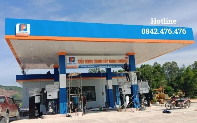 BQC145- Mái che trạm xăng xanh cam