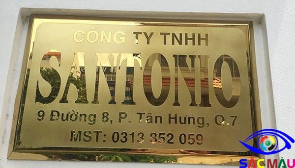 BQC170- Bảng tên công ty Santonio mạ vàng