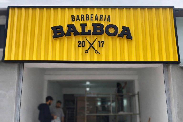 BQC199- Biển hiệu Barberia Balboa màu vàng